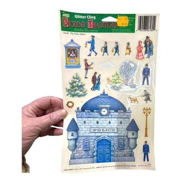 Dickens Traditions Vintage Glitter Clings Lot 5 Victorian Village Window Sticker - Picture 3 of 7